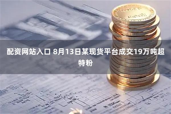 配资网站入口 8月13日某现货平台成交19万吨超特粉